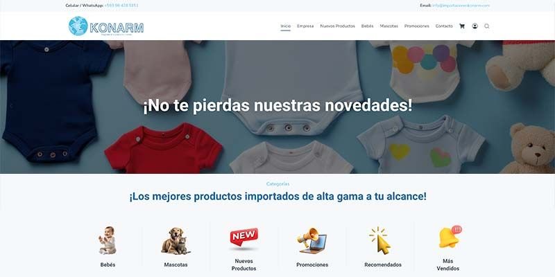 Konarm Página web con carrito de compras en Ecuador