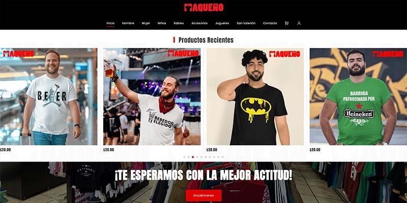 TIenda virtual con SEO y posicionamiento de camisetas con actitud en Ecuador