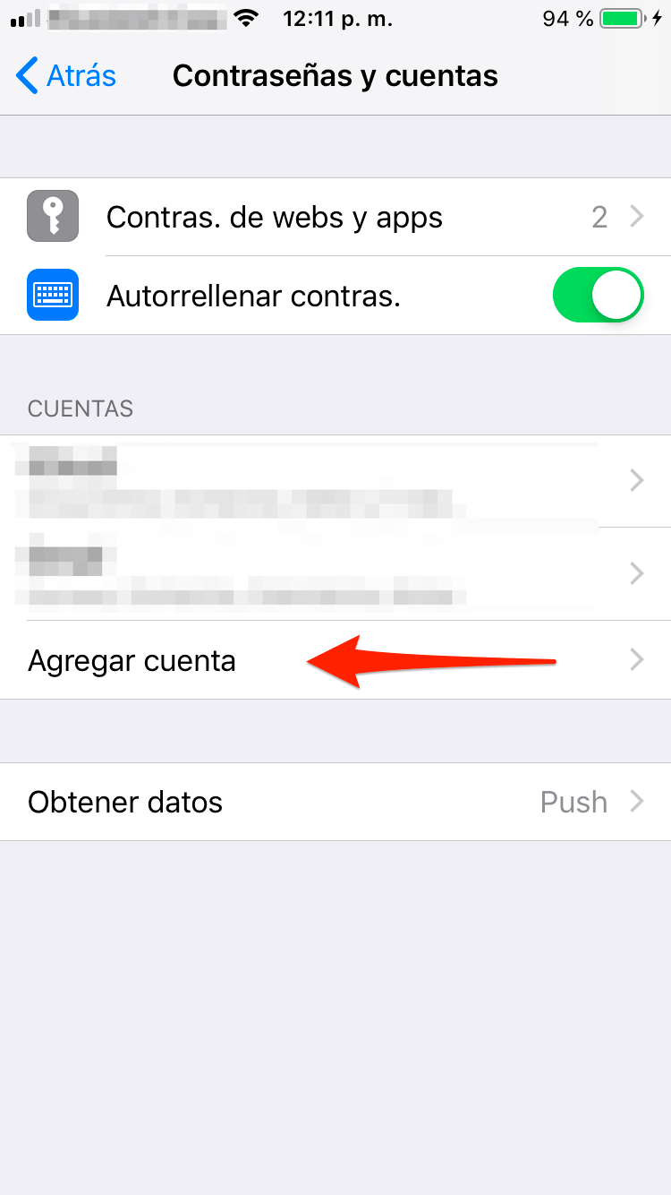 Configurar POP3 iOS Mail agregar cuenta