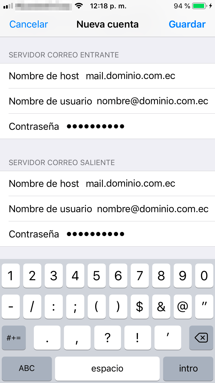Configurar POP3 iOS Mail - Guardar