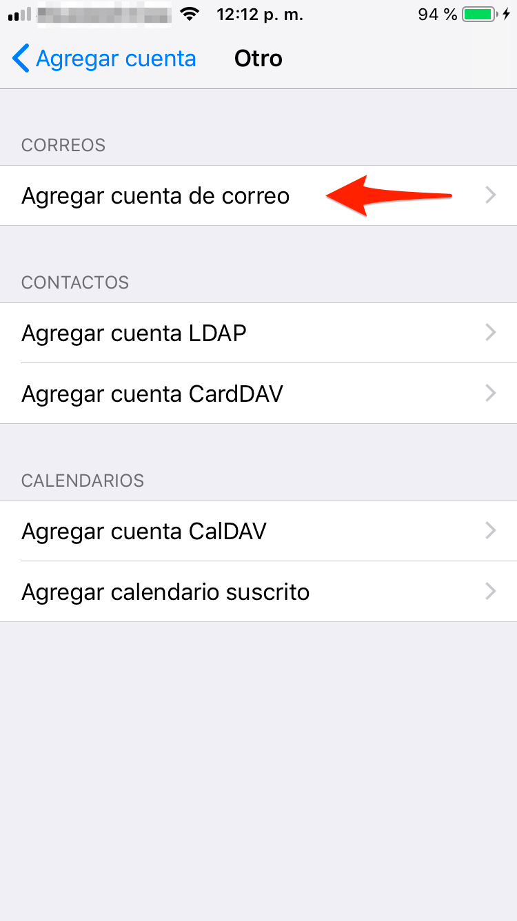 Configurar POP3 iOS Mail - Agregar cuenta de correo